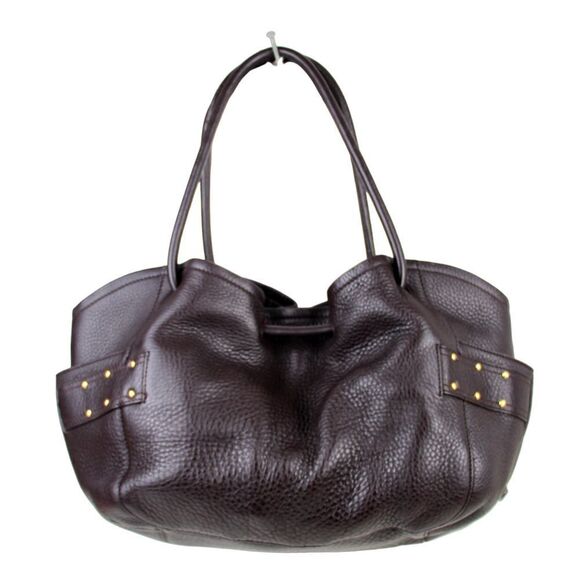 ROOMY Cole Haan DARK BROWN GENUINE LEATHER TOTE SHOULDER BAG HANDBAG PURSE - Picture 5 of 16